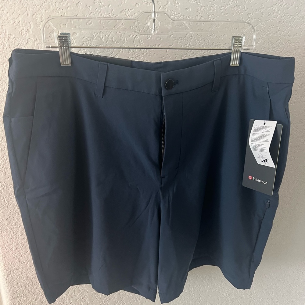 lululemon athletica Men's Navy Flat Front Shorts